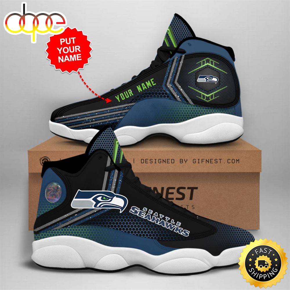NFL Seattle Seahawks Custom Name Air Jordan 13 Shoes V1 Yxb5ot