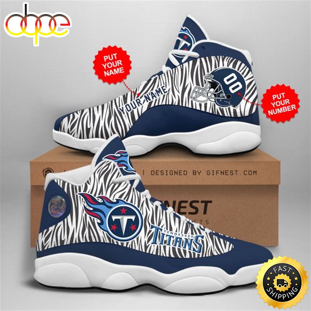 NFL Tennessee Titans Custom Name Number Air Jordan 13 Shoes V2 Lxfsaz
