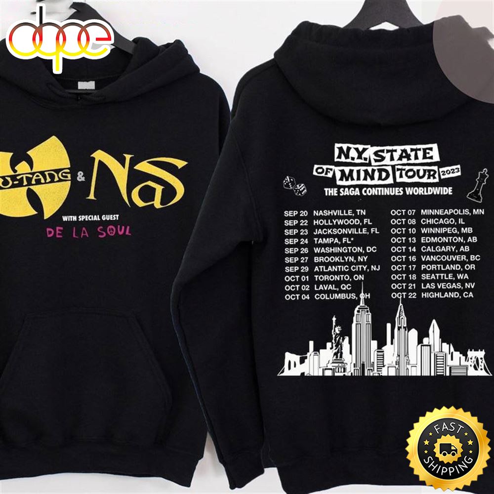Nas Wu Tang Clan Hoodie Ny State Of Mind Tour Unisex Tshirt Omgeqn