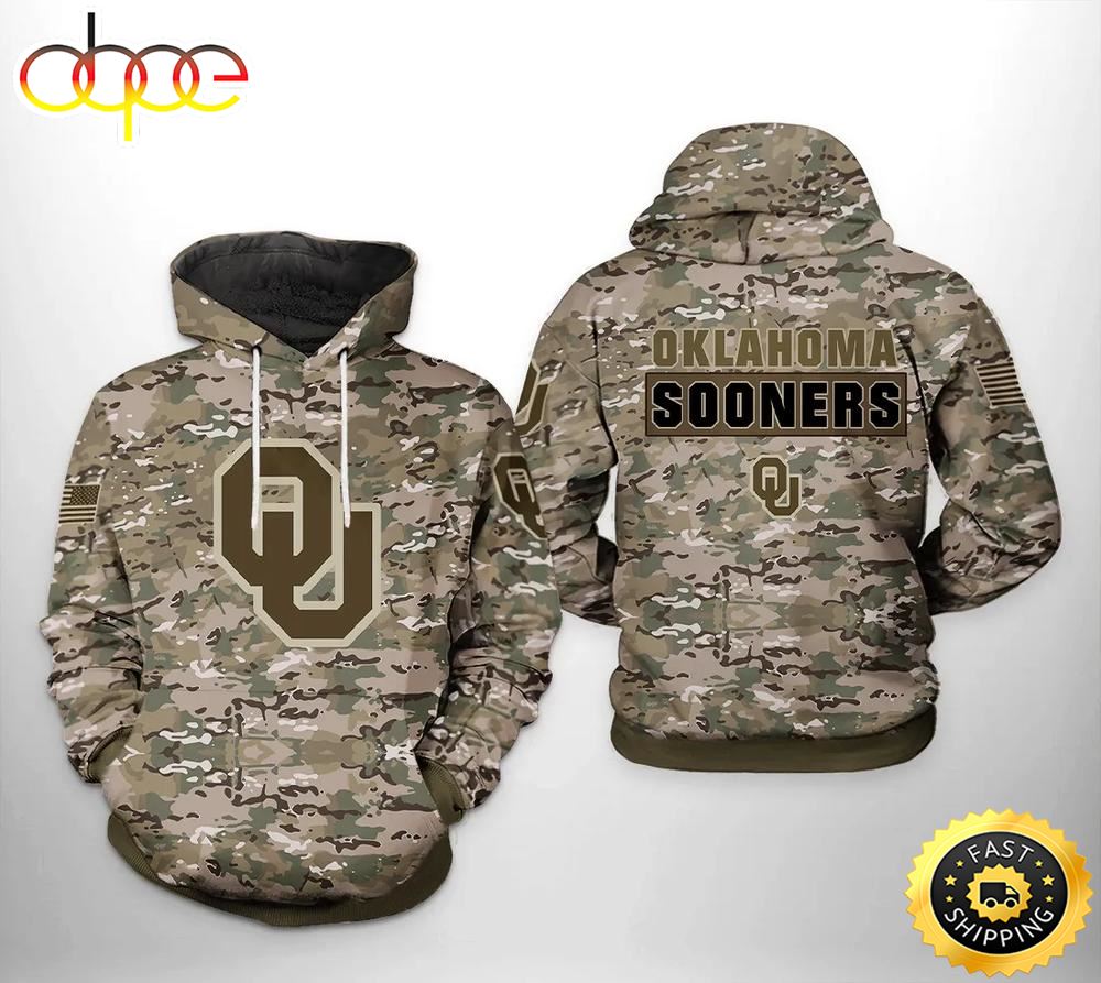 Oklahoma Sooners Camo Veteran 3D Hoodie Oklahoma Sooners Fans Gift Ih5gvx