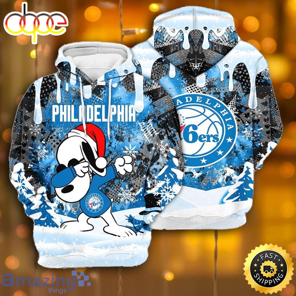 Philadelphia 76ers Snoopy Dabbing The Peanuts Sports Football American Christmas All Over Print 3D Hoodie Gajs7p
