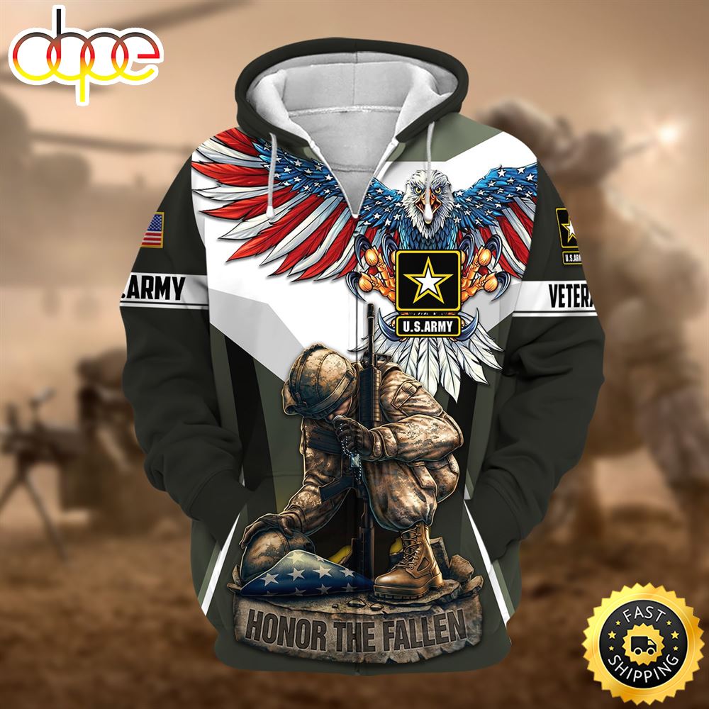 Premium Honor The Fallen US Veteran Zip Hoodie 3D 1 Wvjfqe