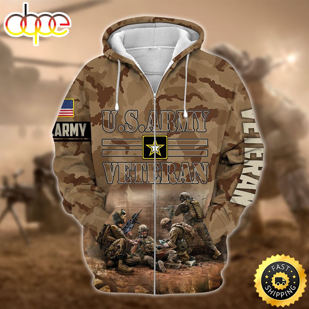 Premium U.S.ARMY Veteran Zip Hoodie 1 D1nzft