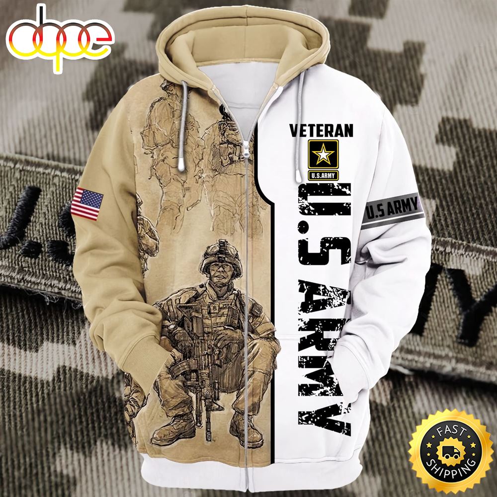 Premium U.S Army Veteran Zip Hoodie 1 Xa8wgr