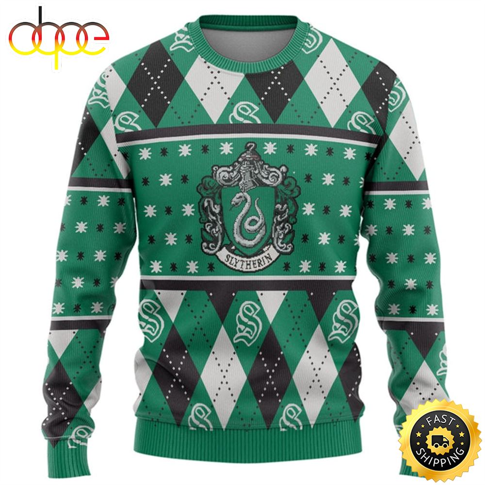 Slytherin Crest Holiday Harry Potter Ugly Christmas Sweater Xmdbl2