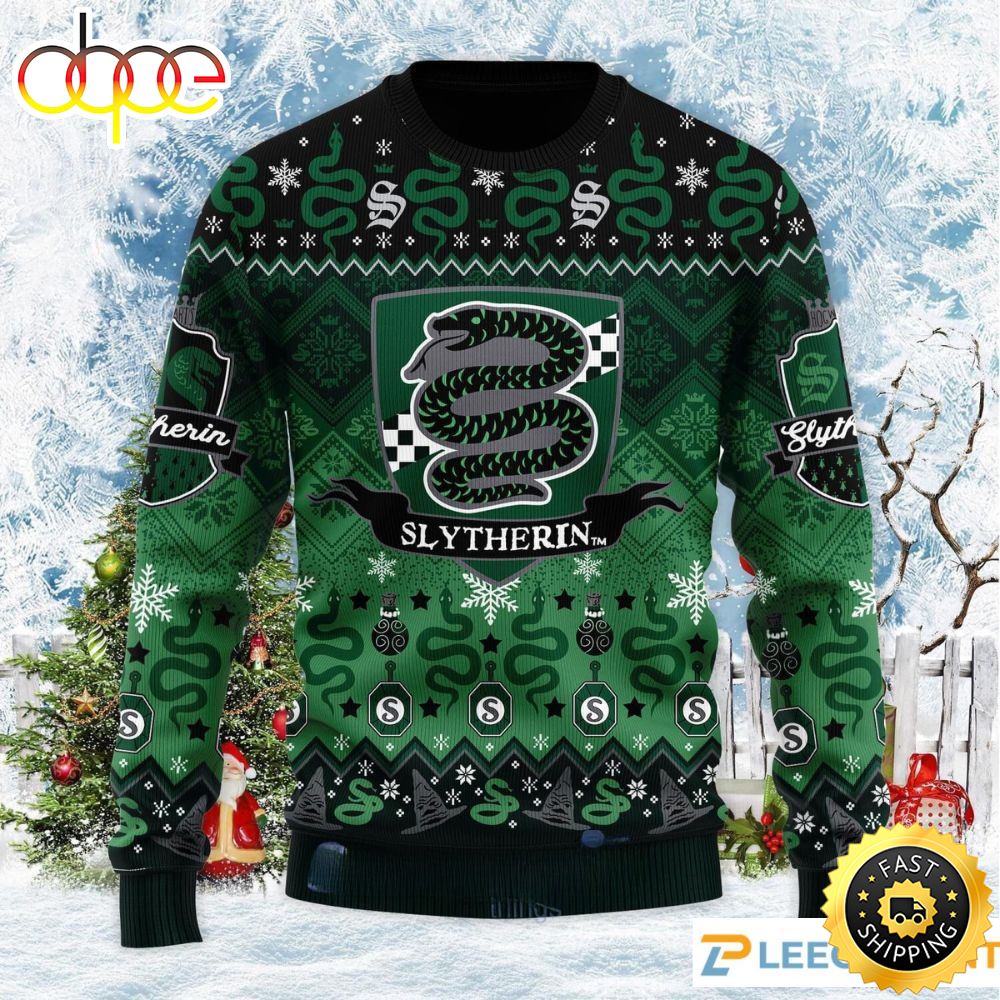 Slytherin Round The Christmas Tree Sweater Harry Potter Ugly Christmas Sweater Ckf6of