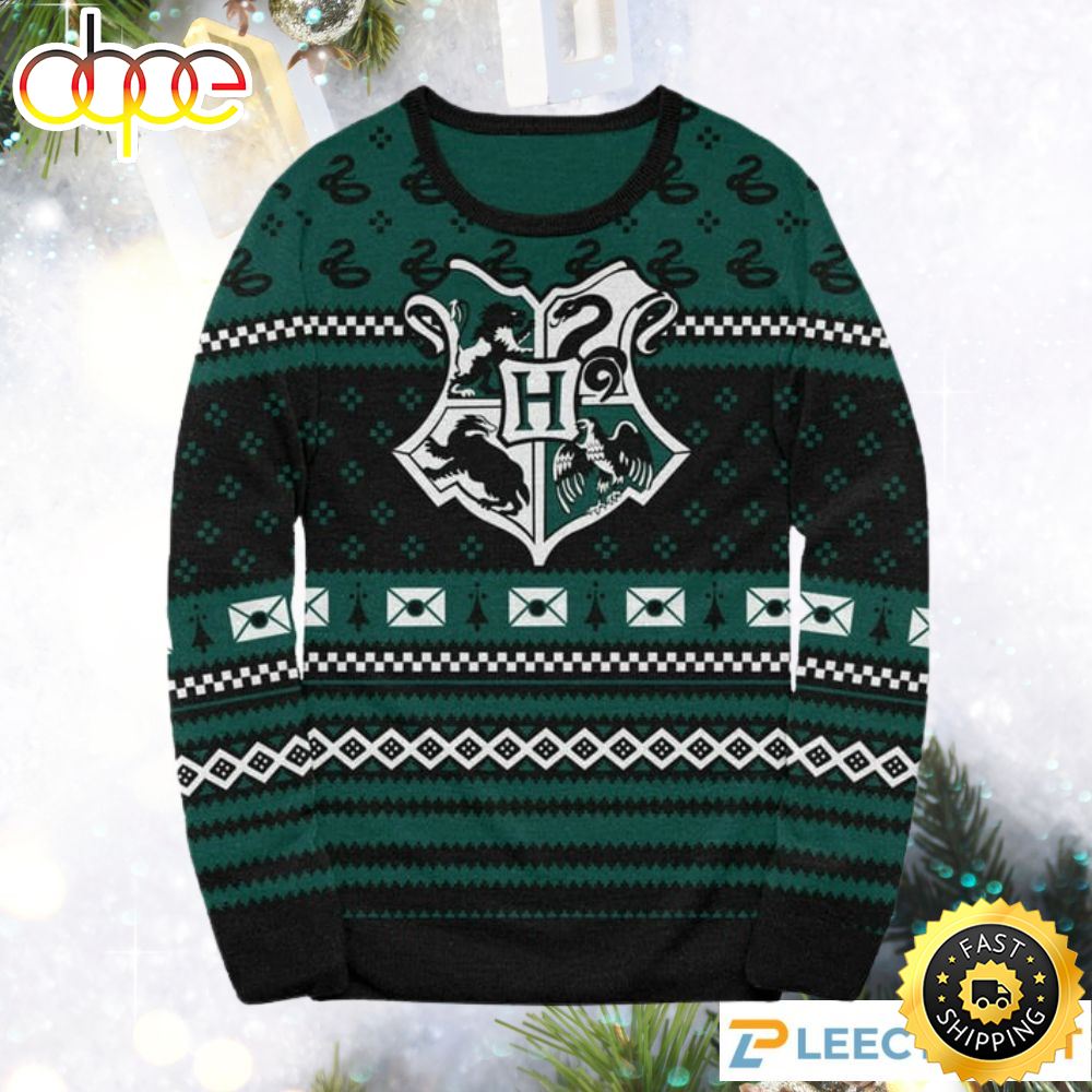 Slytherin Xmas Patterns Green Harry Potter Ugly Christmas Sweater Ma7wvx