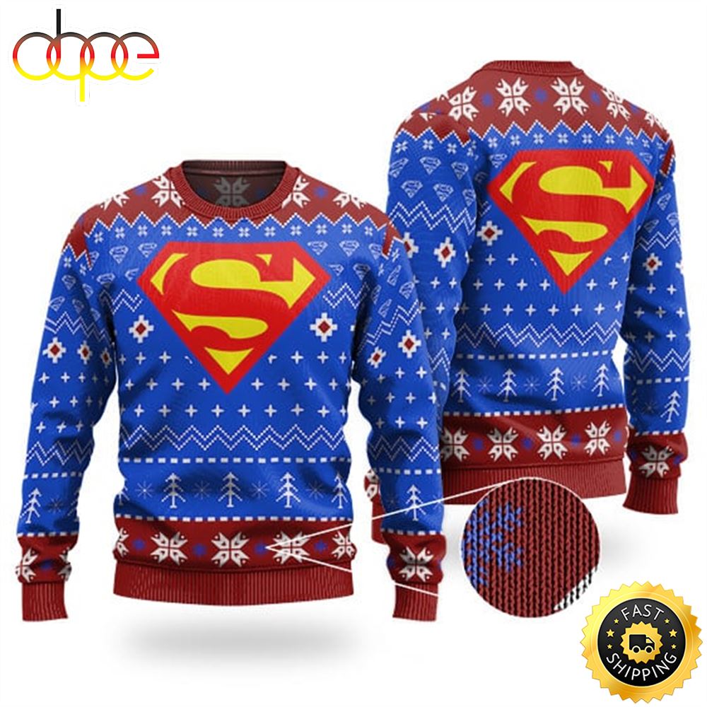 Superman Classic Colors Christmas Sweater M7jtny