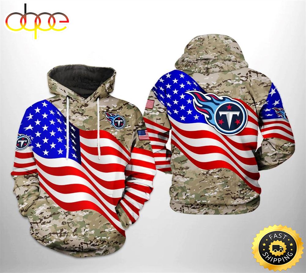 Tennessee Titans NFL US Flag Camo Veteran Team 3D Hoodie –