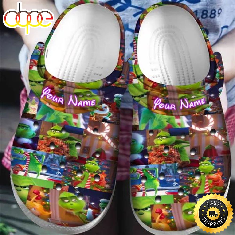 The Grinch Christmas Personalized Name Crocs Clogs Shoes Comfortable For Mens Womens Classic Clog Viccng