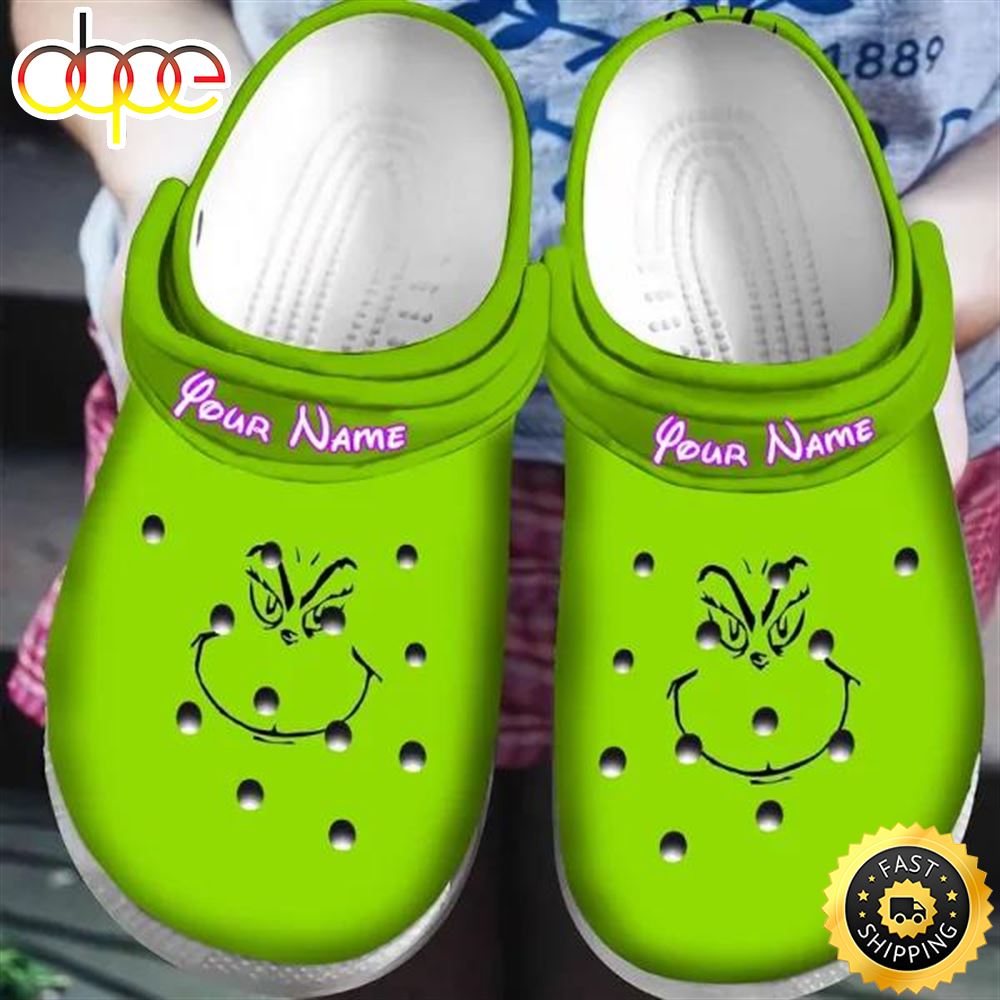 The Grinch Christmas Personalized Name Crocs Clogs Shoes Comfortable For Mens Womens Classic Pwzspg