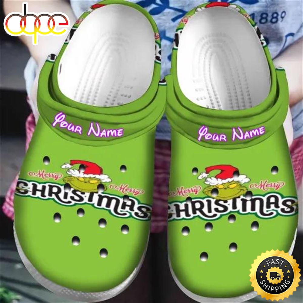 The Grinch Christmas Personalized Name Crocs Clogs Shoes Comfortable For Mens Womens Tsolde