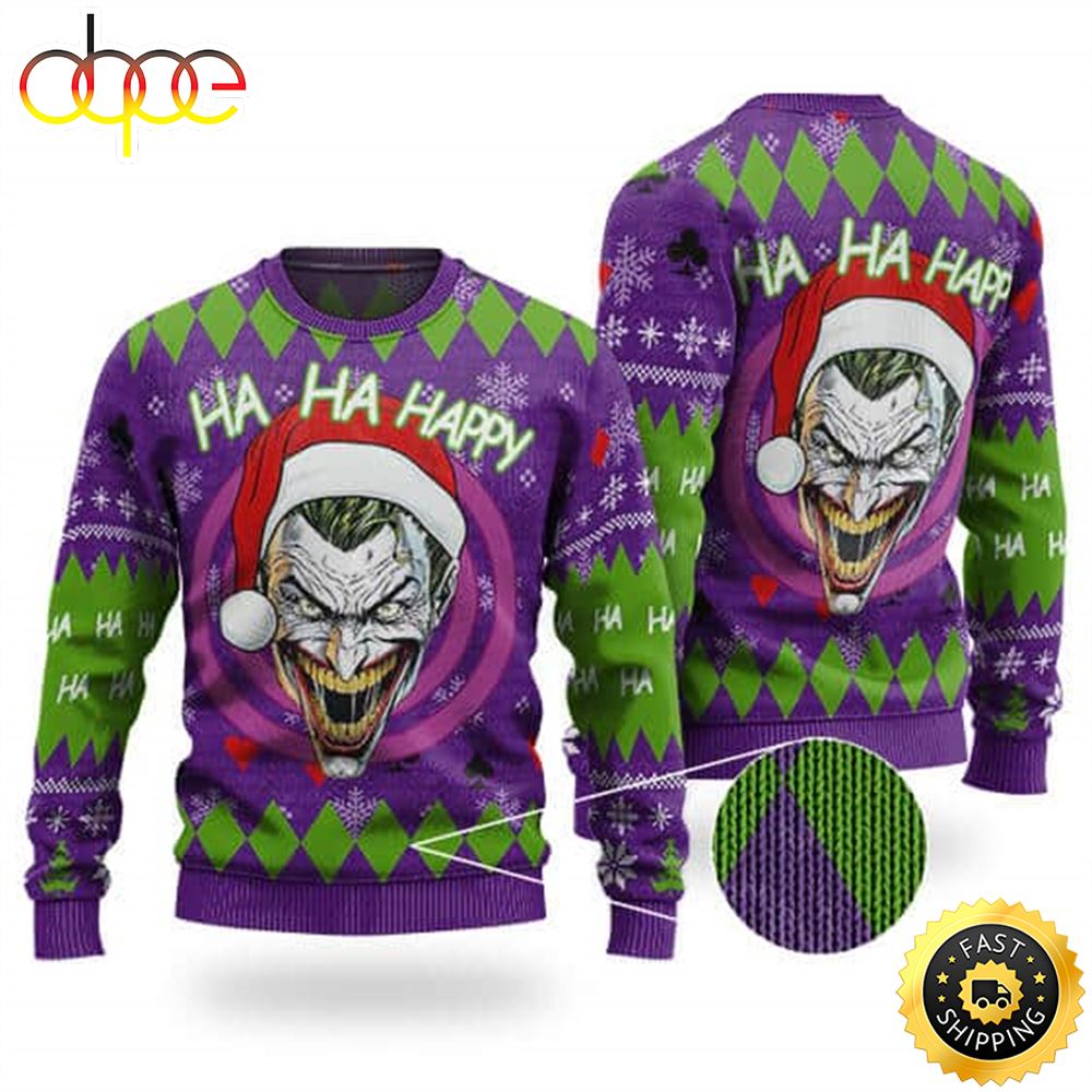 The Joker Happy Holidays Purple Xmas Sweater Ffes0h