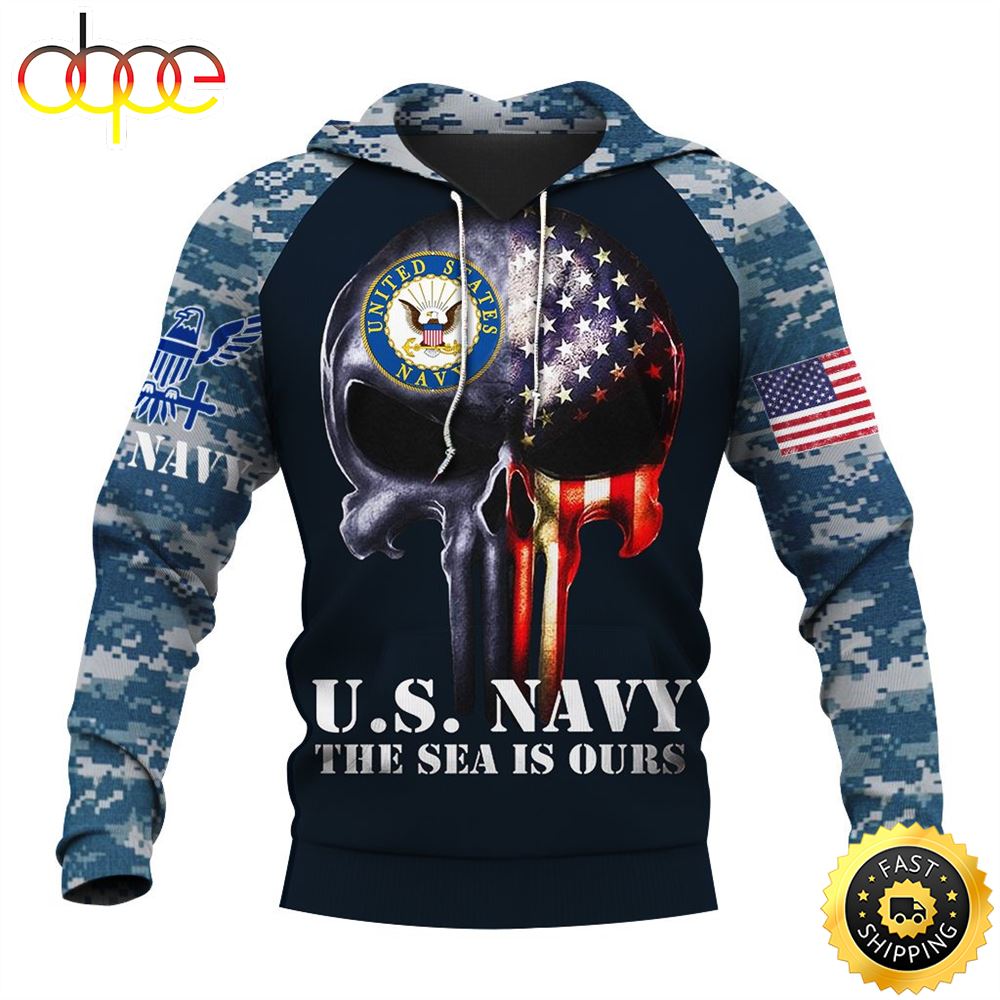 US Navy Veteran Patroitic Flag Punisher Skull 3D Hoodie For Men For Women X2jy9i