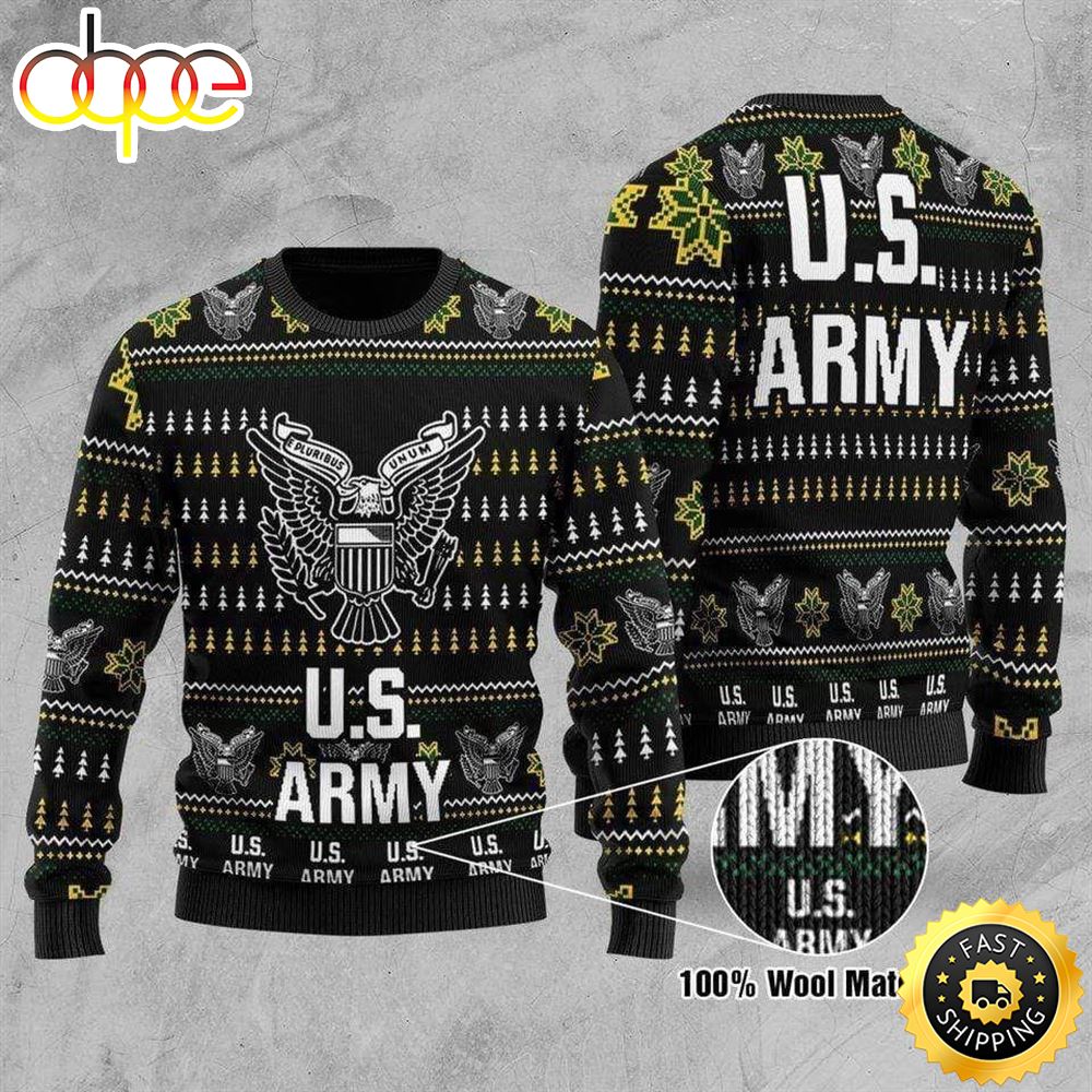 Unifinz Veteran Sweater United States Army Black White Veteran Christmas Ugly Sweater Zablzc