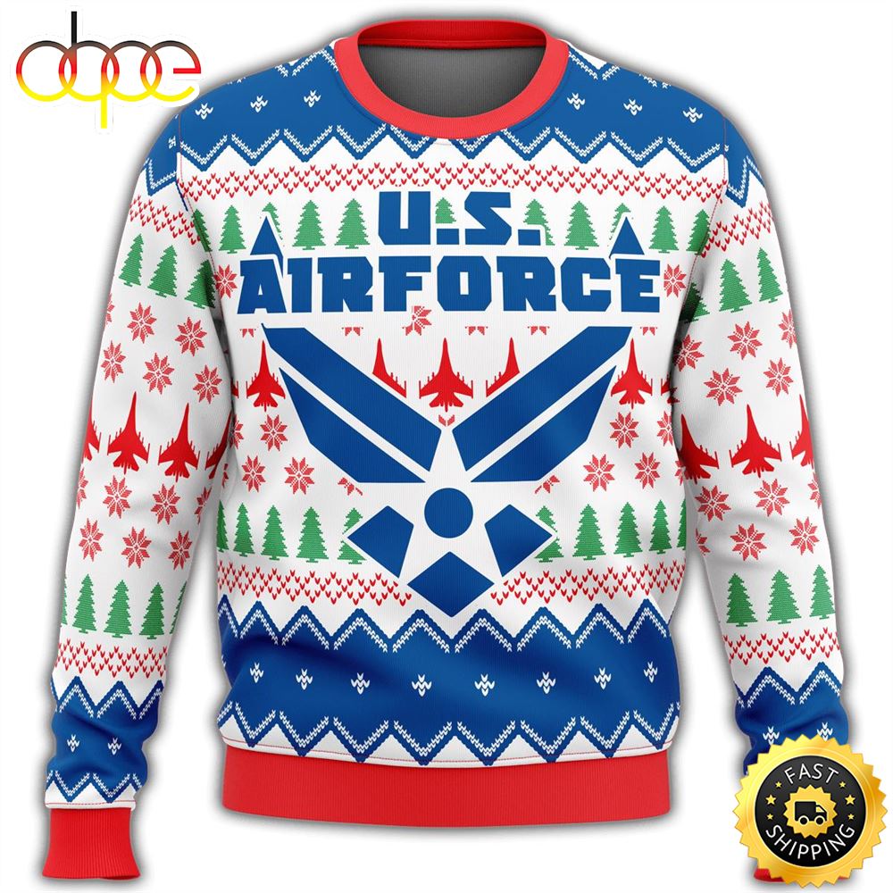 Unifinz Veteran Ugly Sweater Veteran Us Air Force Symbol Christmas Pattern Sweater Sahtxp