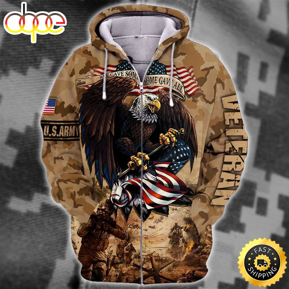 Unique U.S. Army Veteran Zip Hoodie 3D 1 Y6heuu