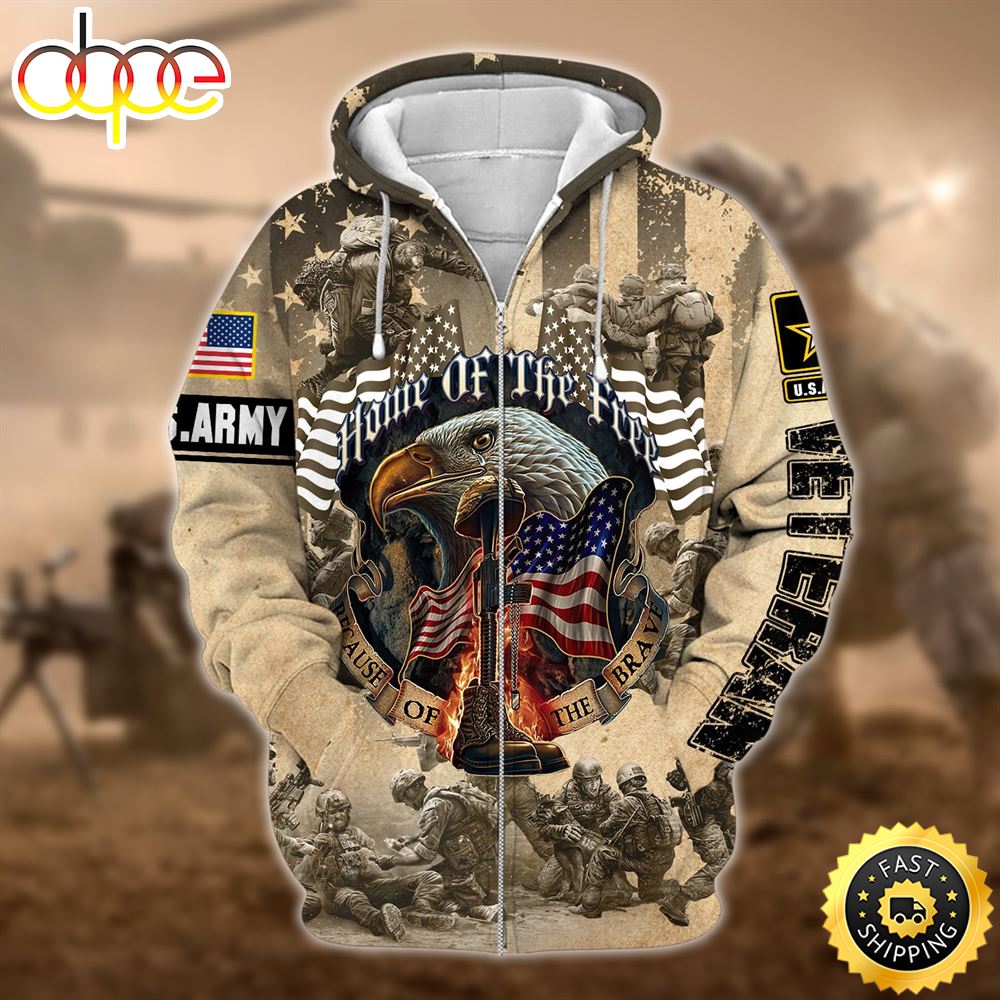 Unique U.S. Army Veteran Zip Hoodie 3D Shirt 1 Cfp76o