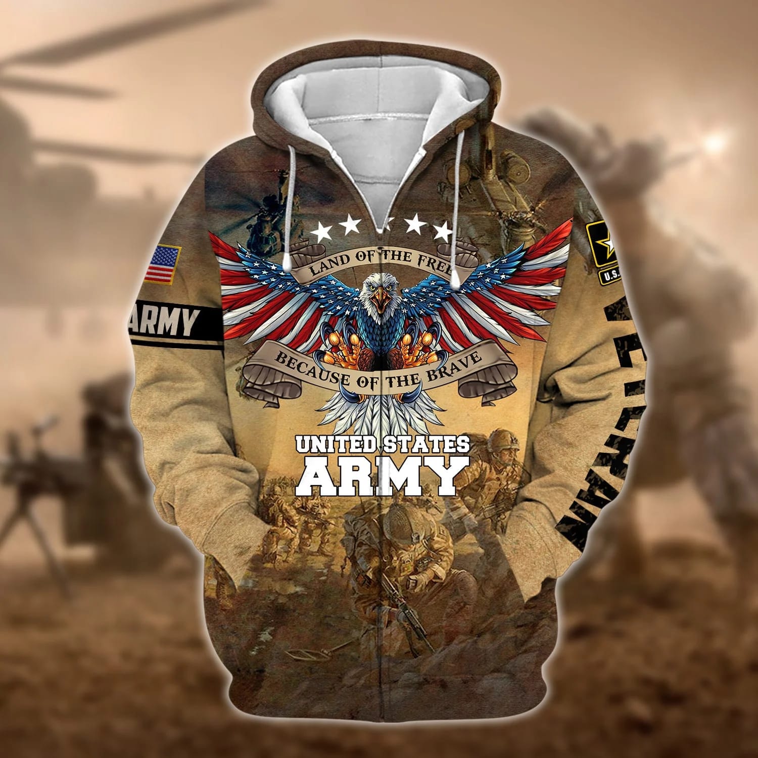Unique U.S. Army Veteran Zip Hoodie 3D Unisex 1 Pay4pk