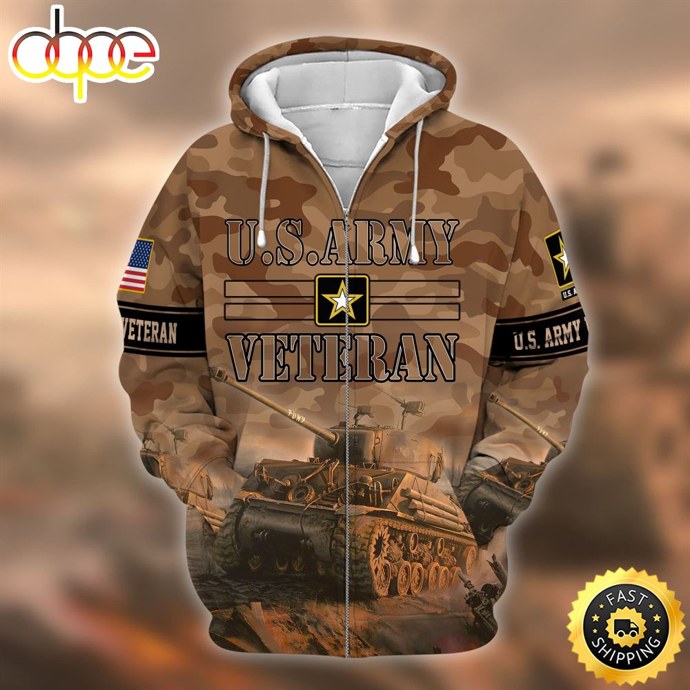 Unique U.S. Army Veteran Zip Hoodie Unisex 1 Y2mskt