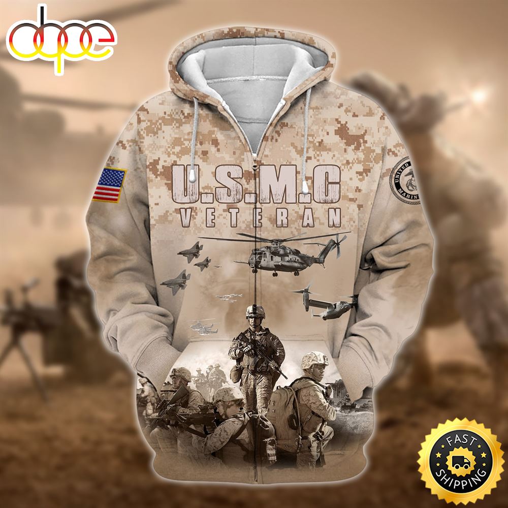 Unique U.S. Marine Corps Veteran Zip Hoodie 1 Sehccb