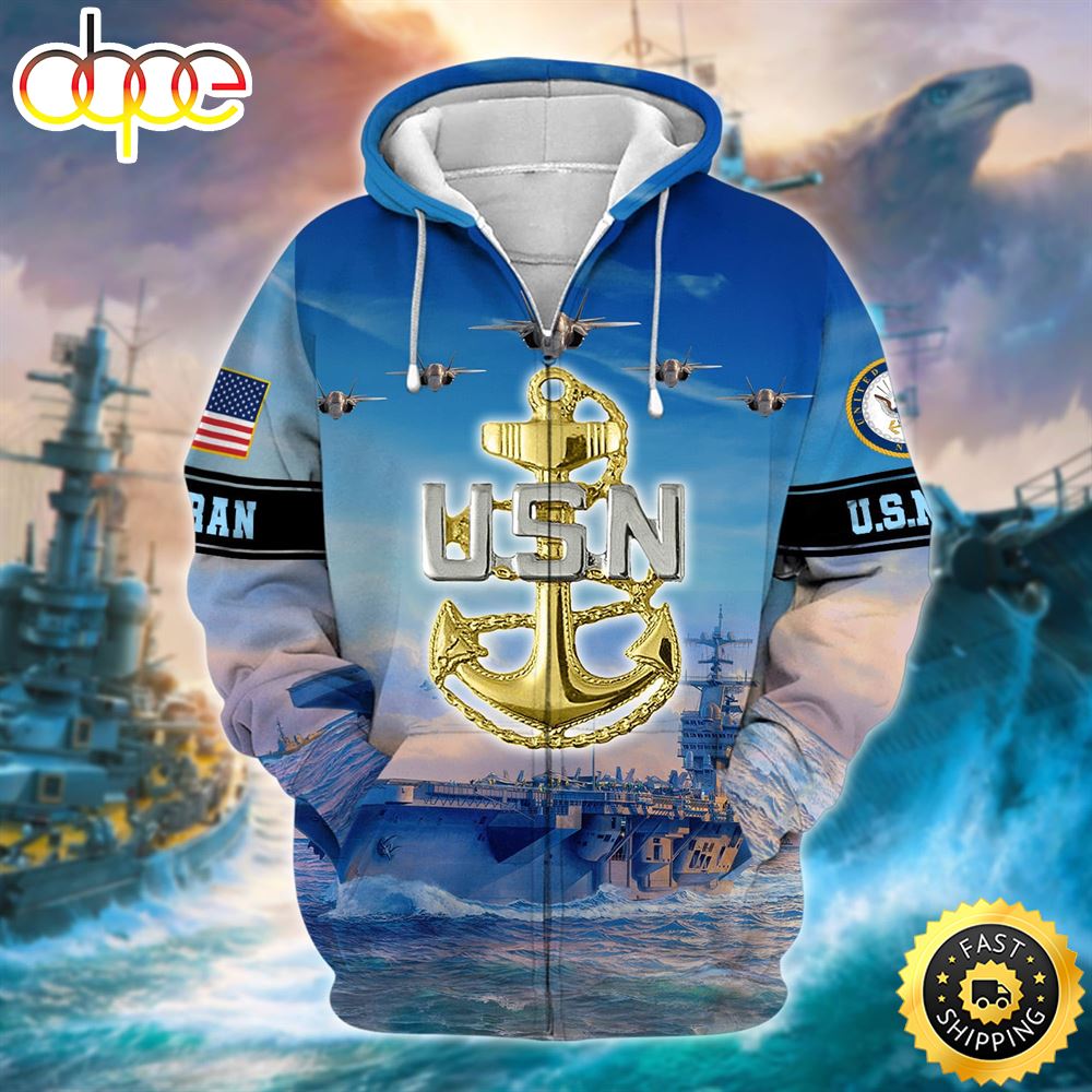 Unique U.S. Navy Veteran Zip Hoodie 3D 1 Toxmaa
