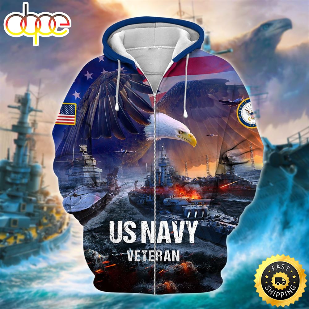 Unique U.S. Navy Veteran Zip Hoodie Unisex 3D 1 Gsttnc