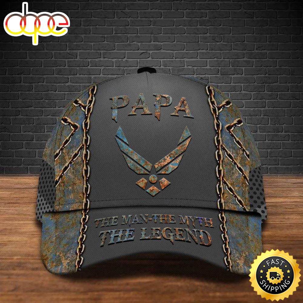 Us Air Force Papa The Man The Myth The Legend Hat Proud Veteran Hat For Dad Patriotic Hat Classic Cap X0ib2k