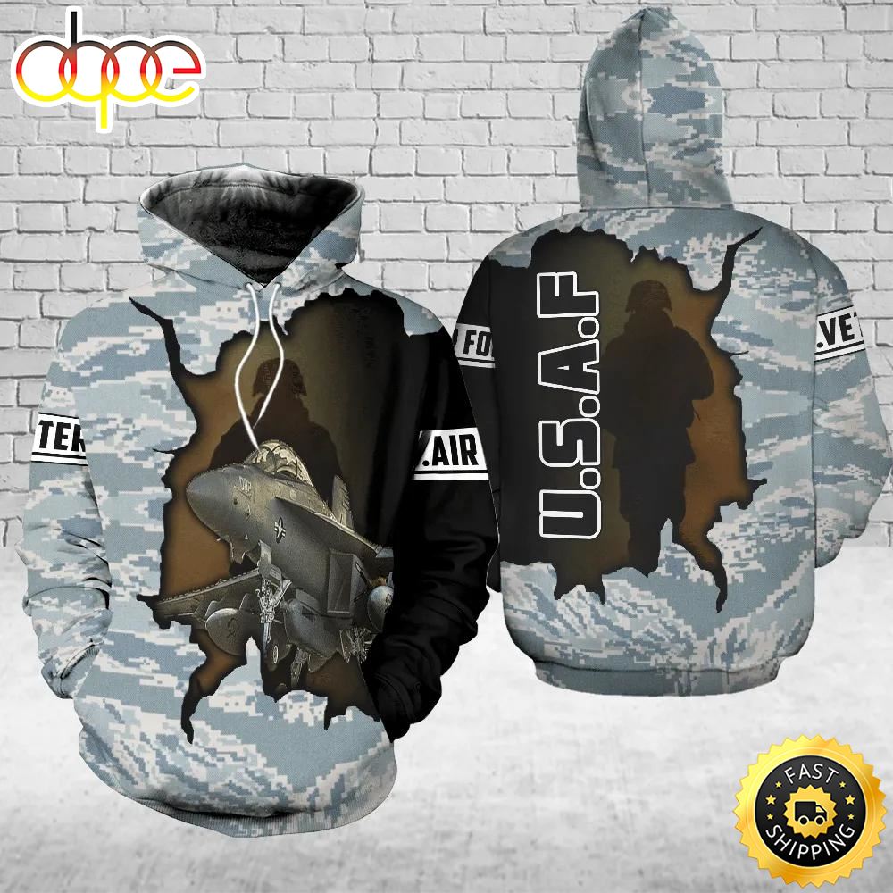 Veteran Air Force Camouflage Helicopter Gift For Air Force US Air Force 3D Hoodie All Over Printed Zevewu