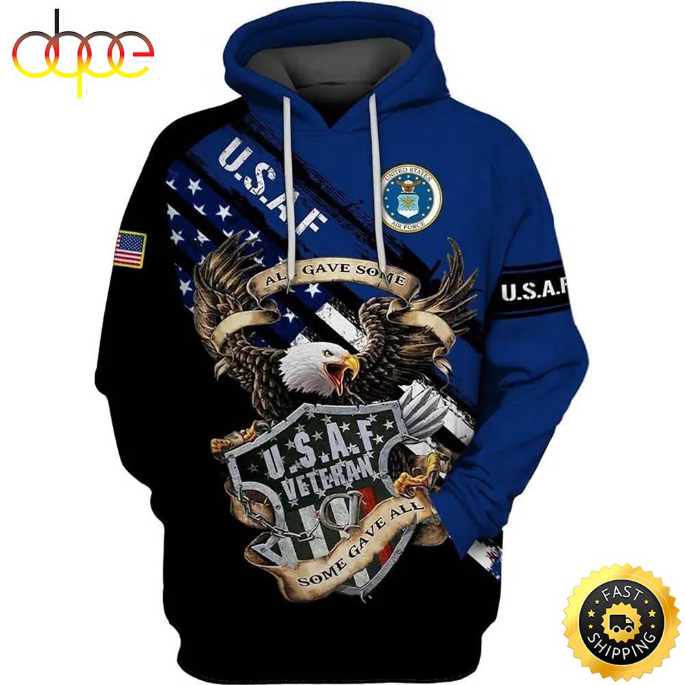Veteran Air Force Veteran USA Eagle Some Gave All 3D Hoodie All Over Printed Yptklo
