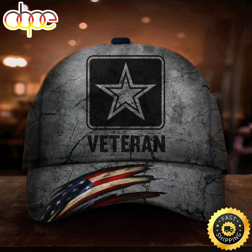 Veteran American Flag Hat Proud US Military Army Veteran Hat Vintage American Flag Cap Unique Proud Of US Army Veteran Gift Hat Classic Cap Upw3mg