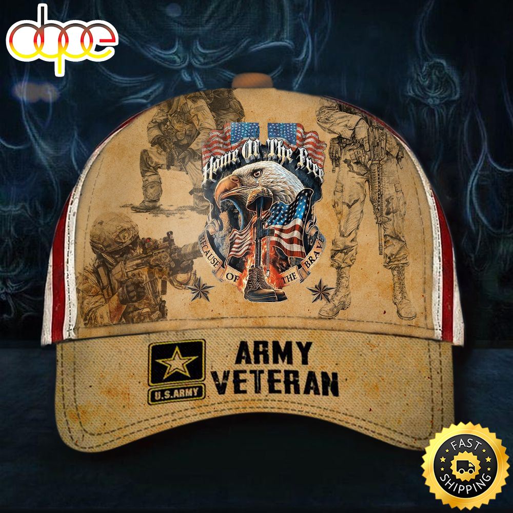 Veteran American Flag Hat Proud US Military Home Of The Free Army Veteran Hat Honoring US Army Cap Gifts For Army Soldiers Hat Classic Cap Nrv7nh