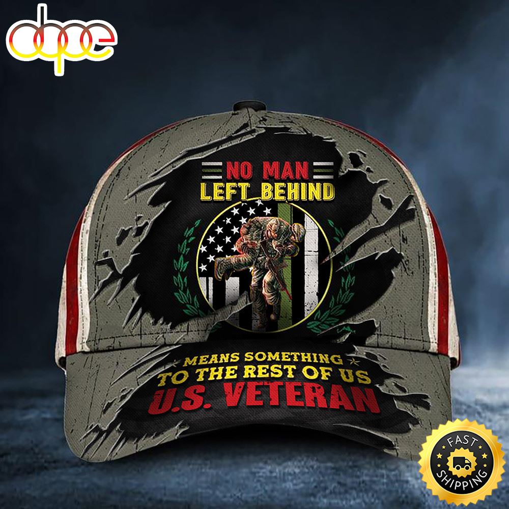 Veteran American Flag Hat Proud US Military US Veteran No Man Left Behind American Flag Hat Thin Green Line Memorial Day Hat Classic Cap P3m2ya