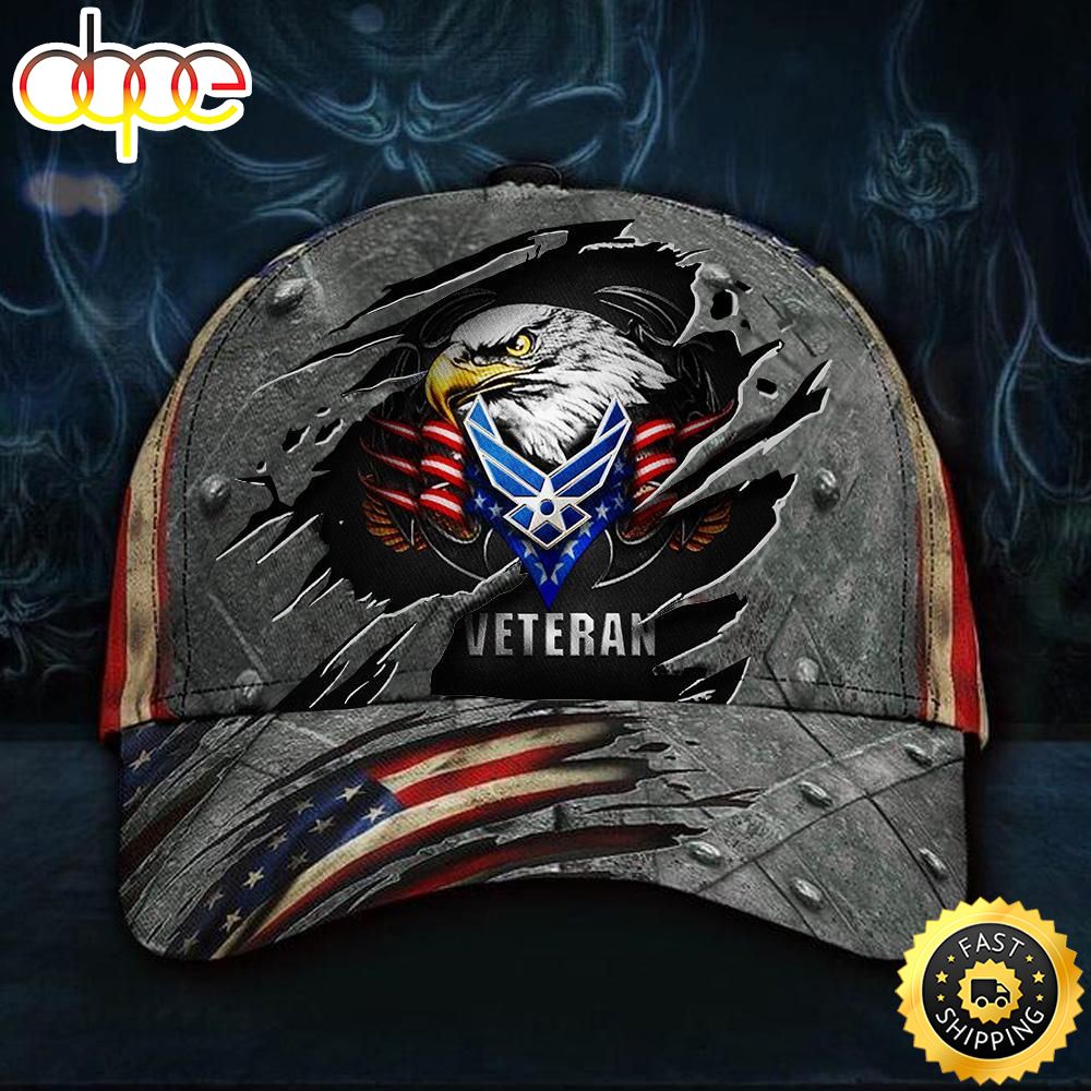Veteran American Flag Hat Proud US Military Us Air Force Veteran Hat 3D Print Patriotic Eagle American Flag Cap Army Best Fathers Day Gift Hat Classic Cap Xcdliu