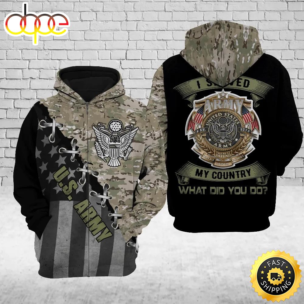 Veteran Army Camouflage Gift For Army US Army 3D Hoodie All Over Printed Vihrqb