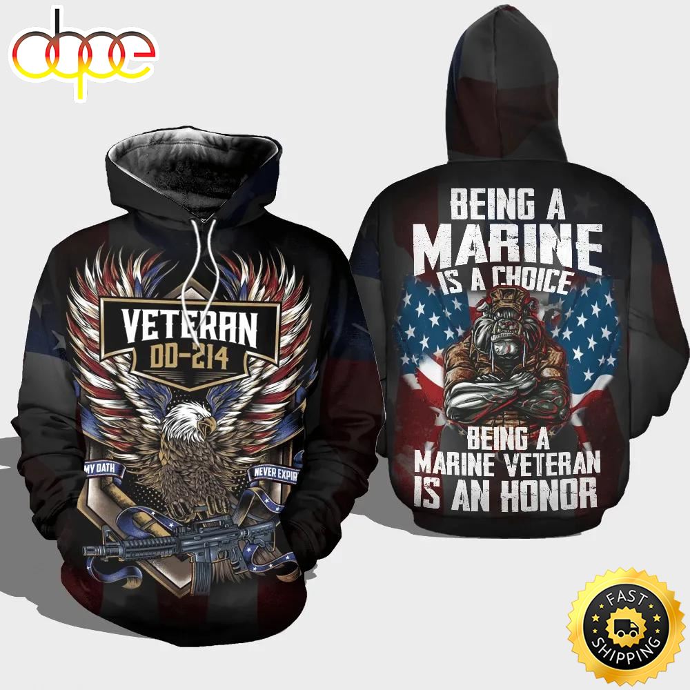 Veteran DD 214 Being Marine Veteran Be Honor 3D Hoodie All Over Printed Ea7ing