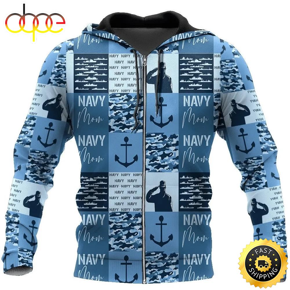 Veteran Navy Mom Camouflage Anchor 3D Hoodie All Over Printed Zezoyq