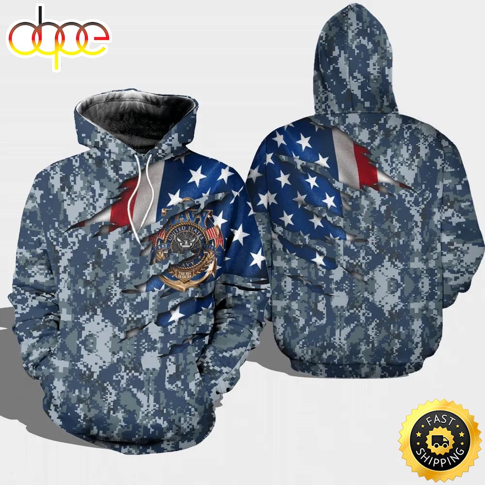 Veteran Navy The Sea Ours Claw Mark Camo 3D Hoodie All Over Printed Lvi9p6