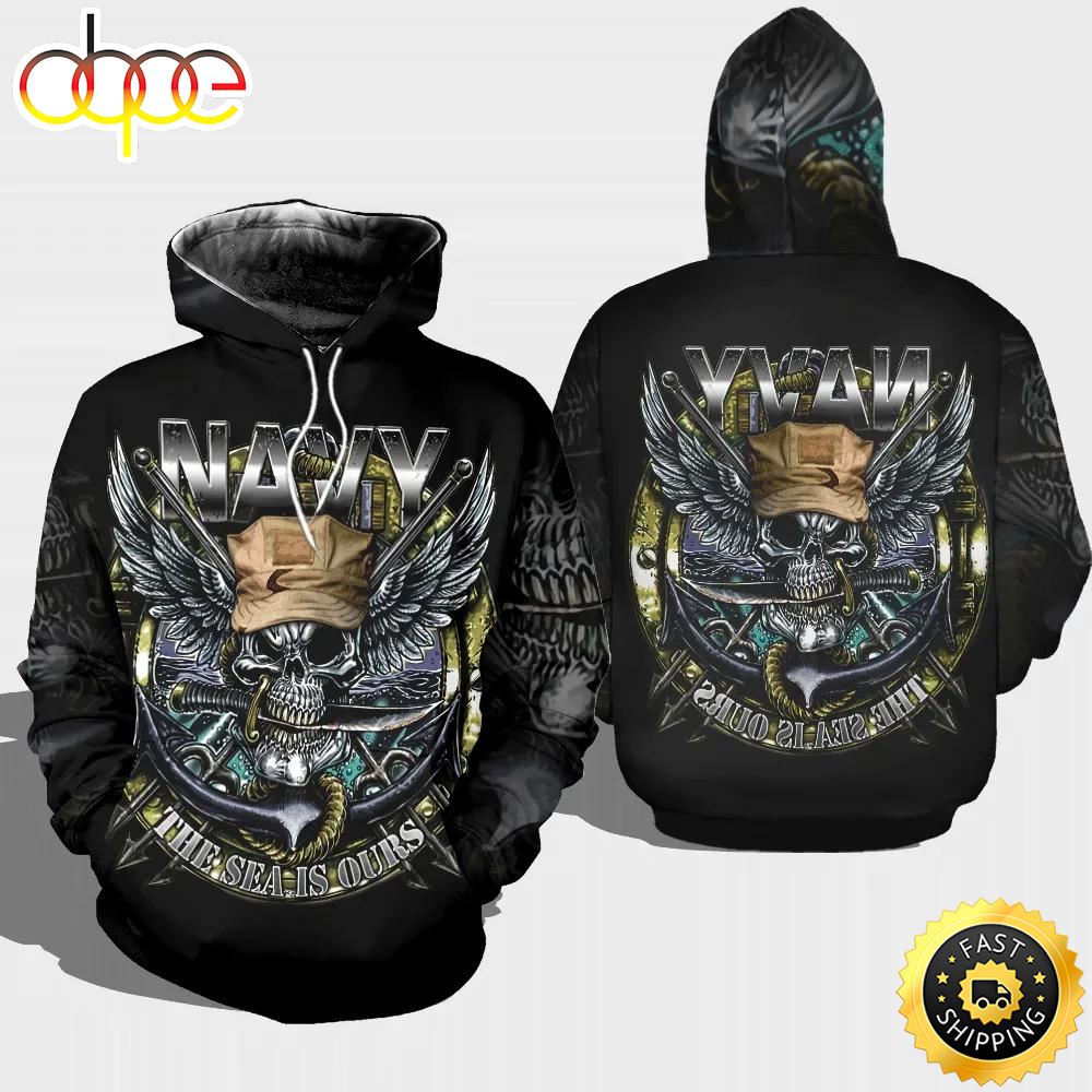 Veteran Navy The Sea Ours Skull Knife Mouth 3D Hoodie All Over Printed Rchgzu