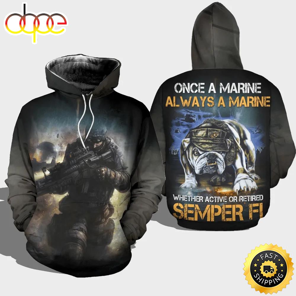 Veteran Once Always Marine Whether Active Or Retired 3D Hoodie All Over Printed Ufwnpf