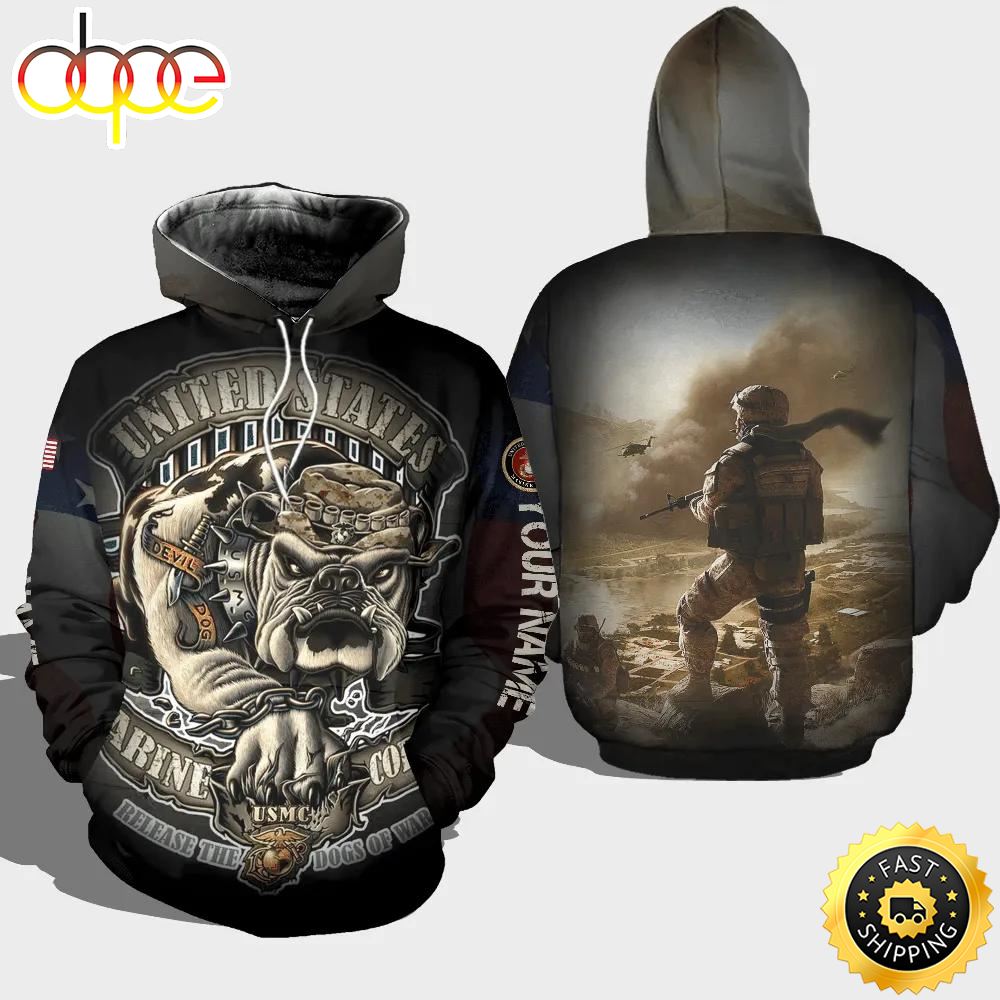 Veteran Release The Dog Of War USMC 3D Hoodie All Over Printed Walkxo