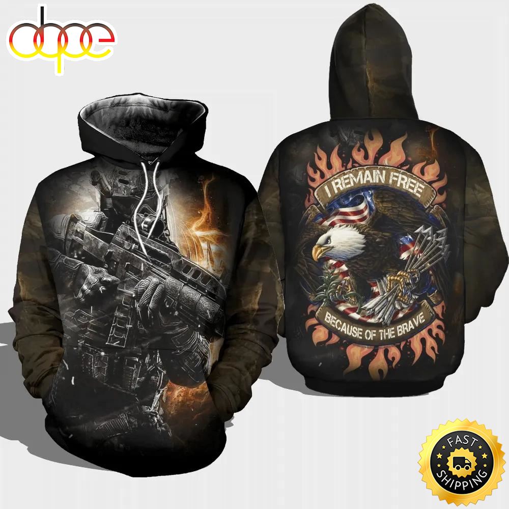 Veteran Remain Free Because Of The Brave 3D Hoodie All Over Printed Mmra1h