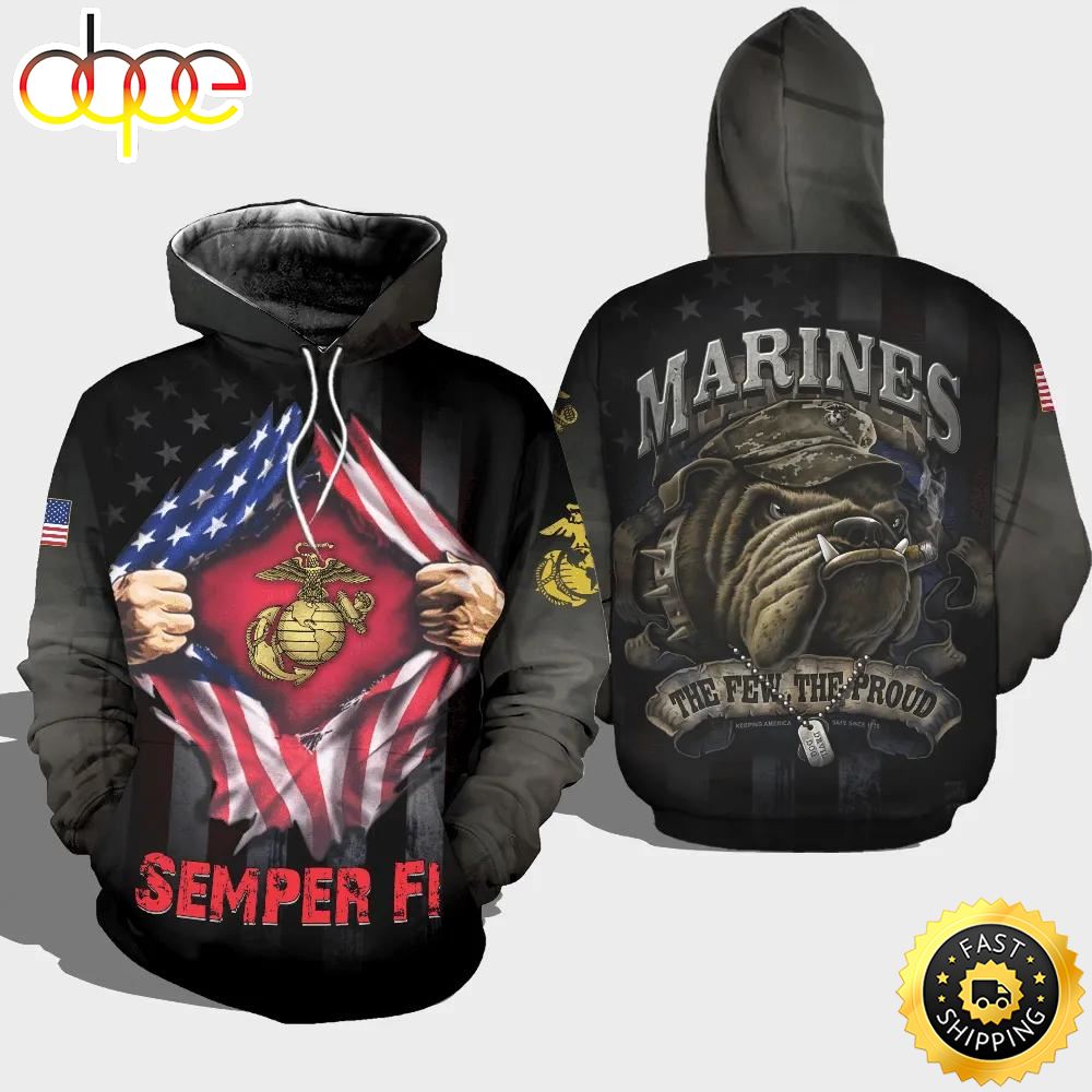 Veteran Semper Fi Marines The Few The Proud 3D Hoodie All Over Printed Ntorbn