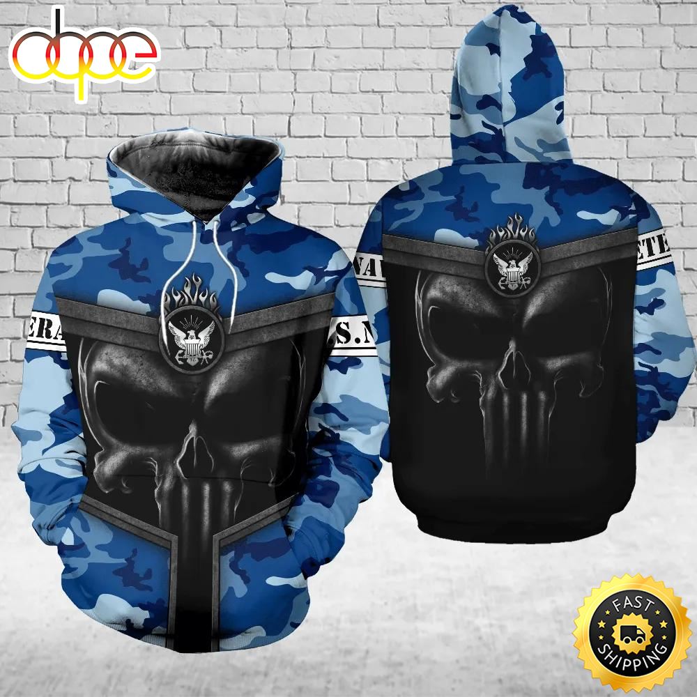 Veteran Skull Navy Camouflage Gift For Navy US Navy 3D Hoodie All Over Printed Fpcdex