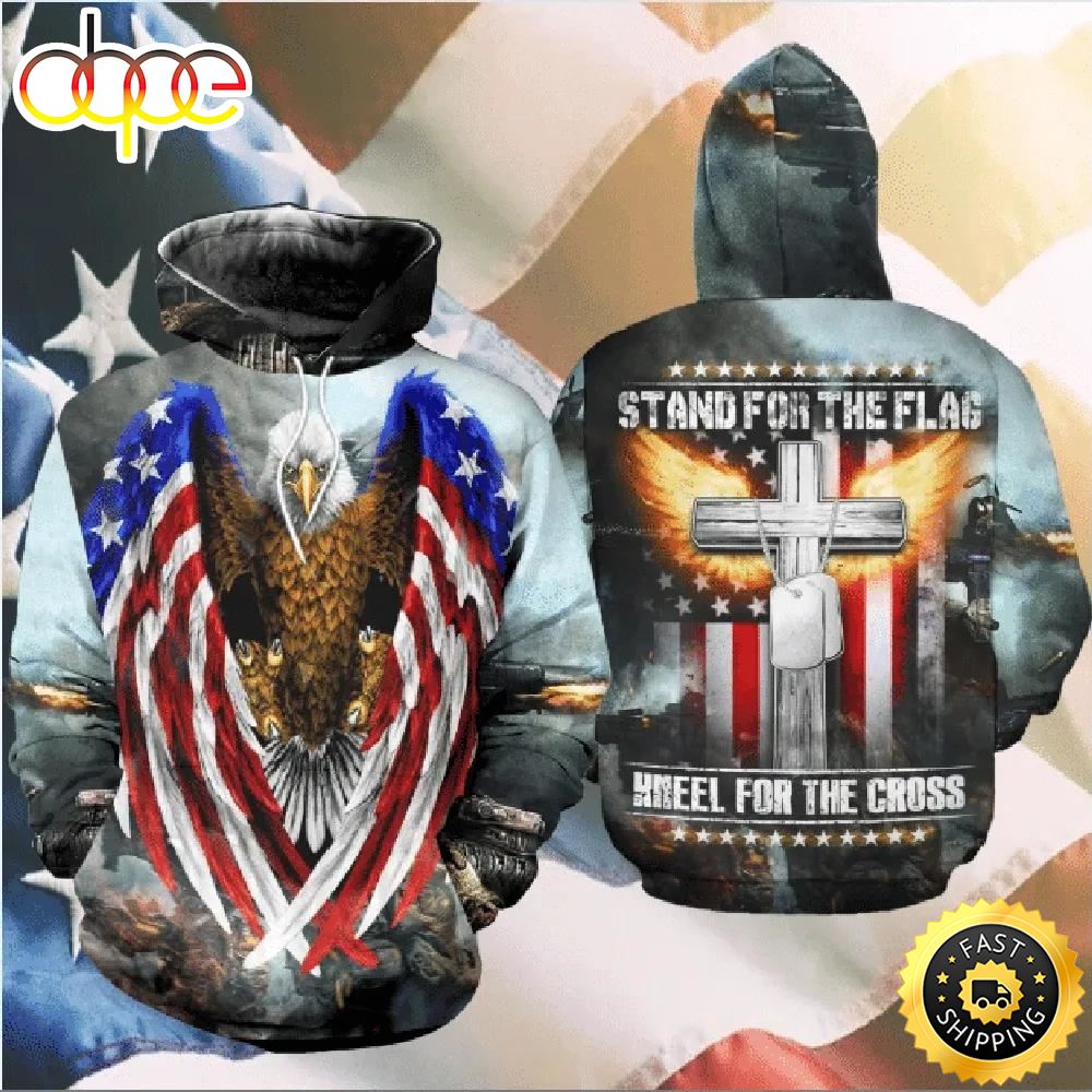 Veteran Stand For Flag Kneel For The Cross American Eagle 3D Hoodie All Over Printed Xeubdm