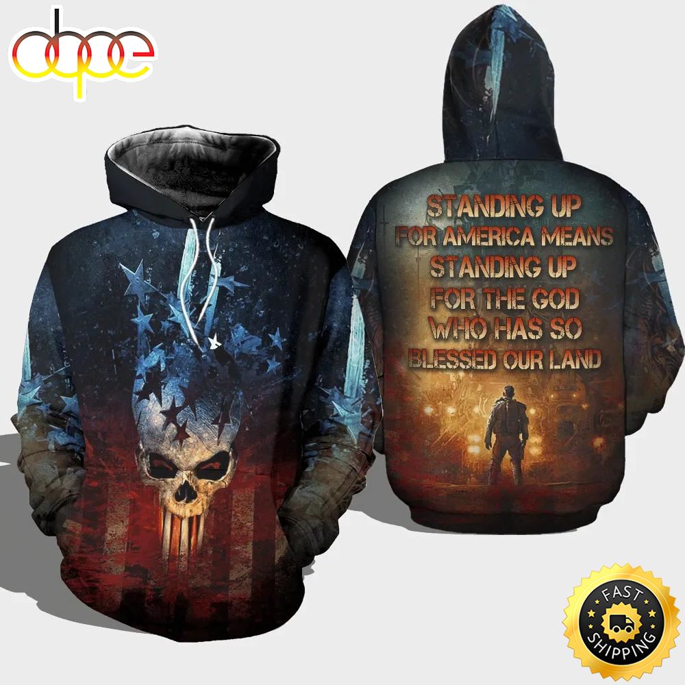 Veteran Standing Up For America Mean For God Skull 3D Hoodie All Over Printed Ermui3