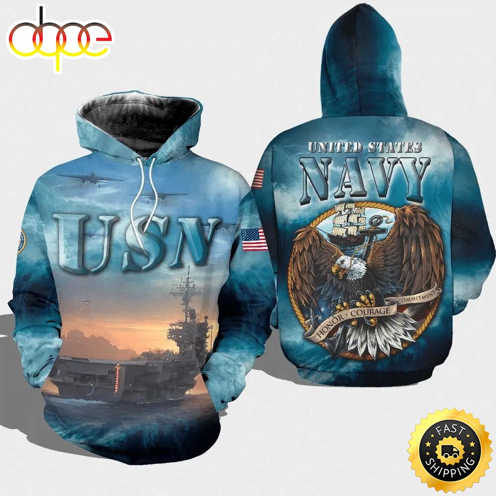 Veteran USN Navy Honor Courage Commitment 3D Hoodie All Over Printed G8adzh