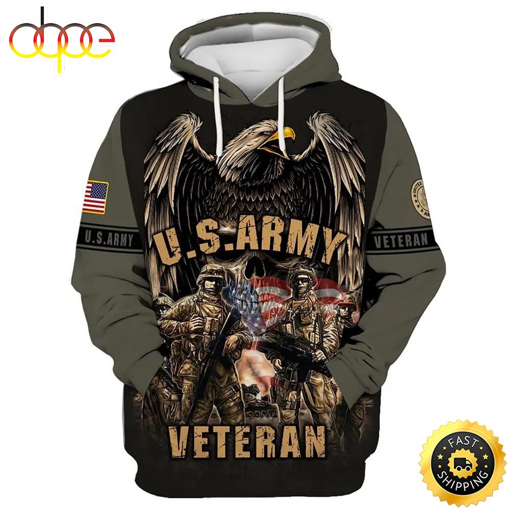 Veteran United States Army Veteran Black Eagle 3D Hoodie All Over Printed Zuh1he