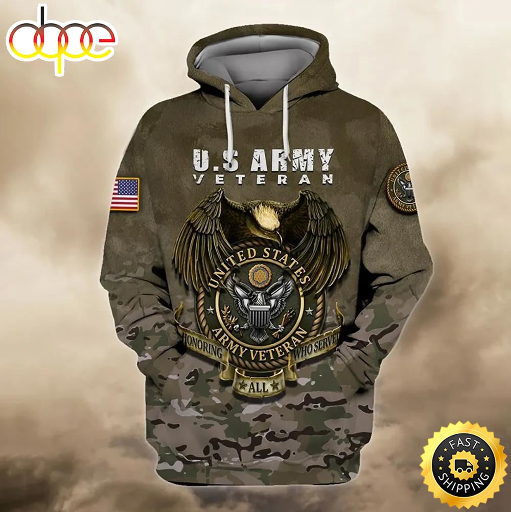 Veteran United States Army Veteran Honoring All Served 3D Hoodie All Over Printed Iqwtod