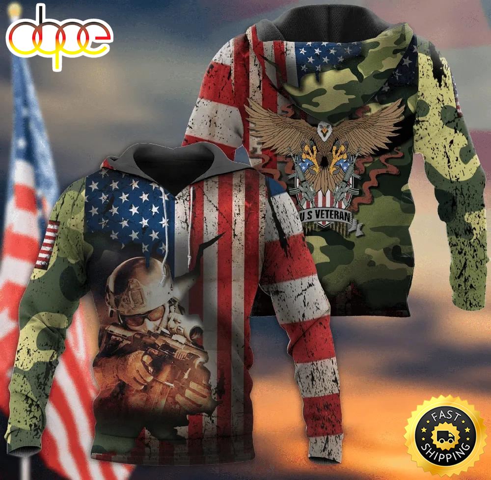 Veteran United States U.S 3D Hoodie All Over Printed Veteran Gift Q8ouau